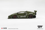 (Pre-Order) 1:64 Lamborghini Countach LB-WORKS -- Army Green -- Mini GT MGT01416