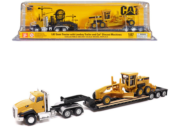 1:87 (HO) CAT CT660 Truck w/163H Motor Grader -- Diecast Masters Caterpillar