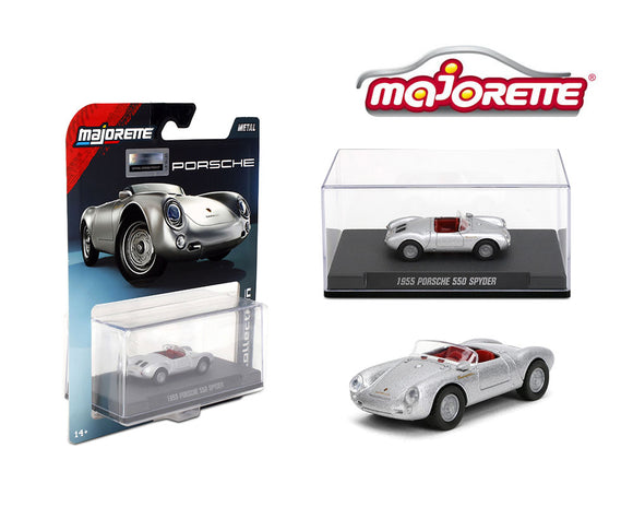 (Pre-Order) 1:64 1955 Porsche 550 Spyder -- Silver -- Majorette: Collection Deluxe