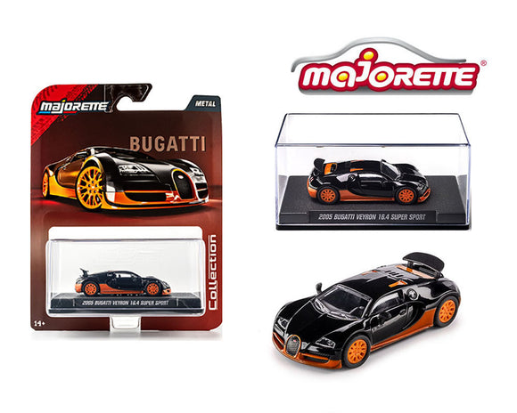 (Pre-Order) 1:64 2005 Bugatti Veyron -- Black/Orange -- Majorette: Collection Deluxe