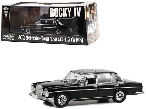 1:43 1972 Mercedes-Benz 280 SEL 4.5 (W108) -- Black - Rocky IV (4) -- Greenlight