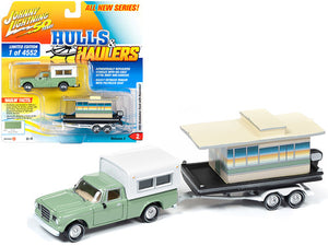 1:64 1960 Studebaker Truck (Green) w/Houseboat "Hulls & Haulers" -- Johnny Light