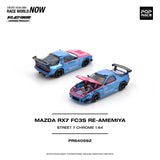 (Pre-Order) 1:64 Mazda RX7 (FC3S) RE-AMEMIYA Widebody -- Pink/Blue Chrome -- Pop Race