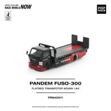 (Pre-Order) 1:64 Mitsubishi Fuso Flatbed Transporter PANDEM -- ADVAN -- Pop Race