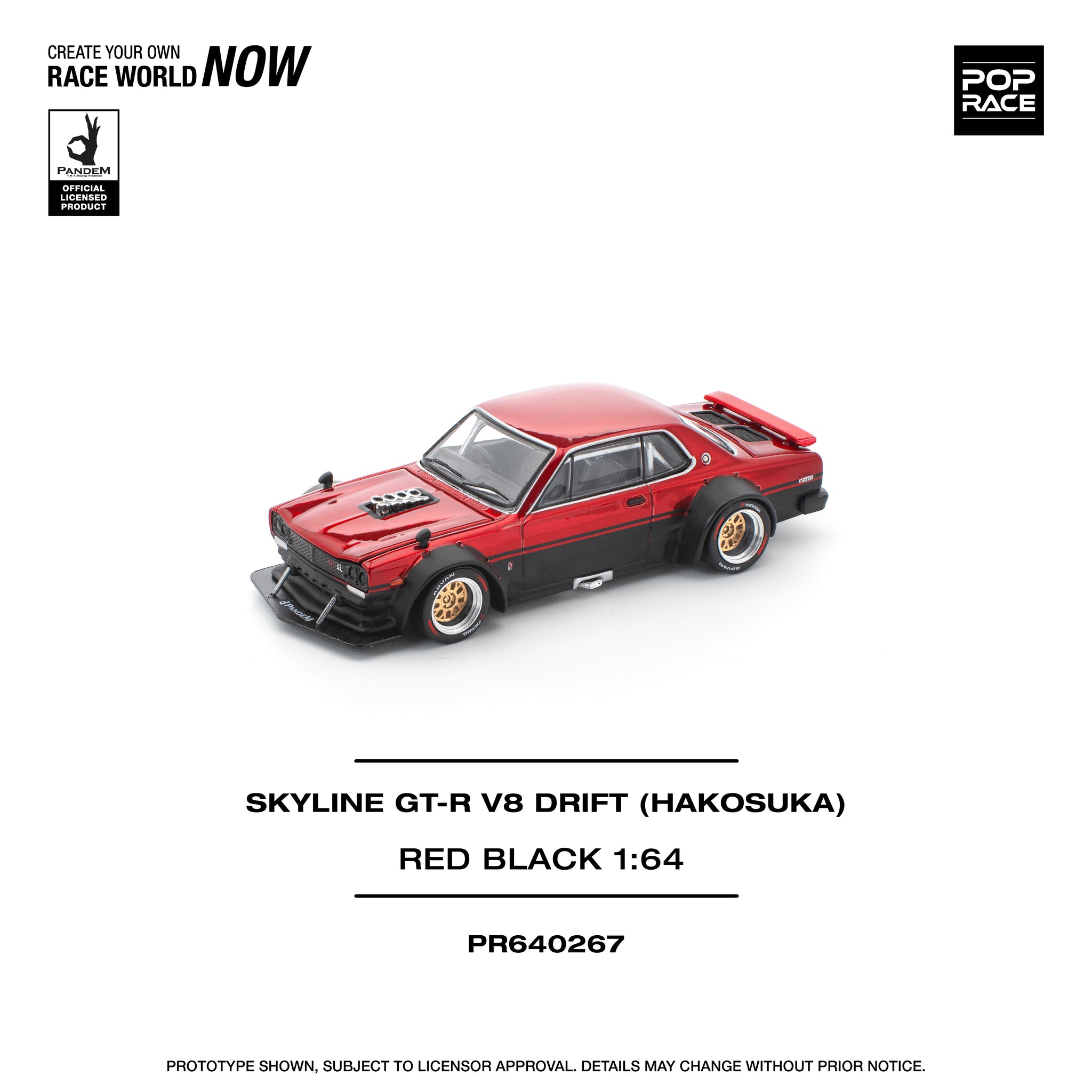 Pre-Order) 1:64 Nissan Skyline GT-R (KPGC10) Hakosuka V8 -- Red/Black