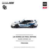 (Pre-Order) 1:64 Nissan R35 GTR LB-Works Final Edition -- Silver / Blue -- Pop Race