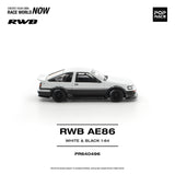 (Pre-Order) 1:64 Toyota AE86 RWB -- White/Black -- Pop Race