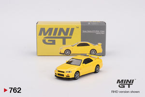 1:64 Nissan Skyline GT-R (R34) V-Spec -- Lightning Yellow -- Mini GT M