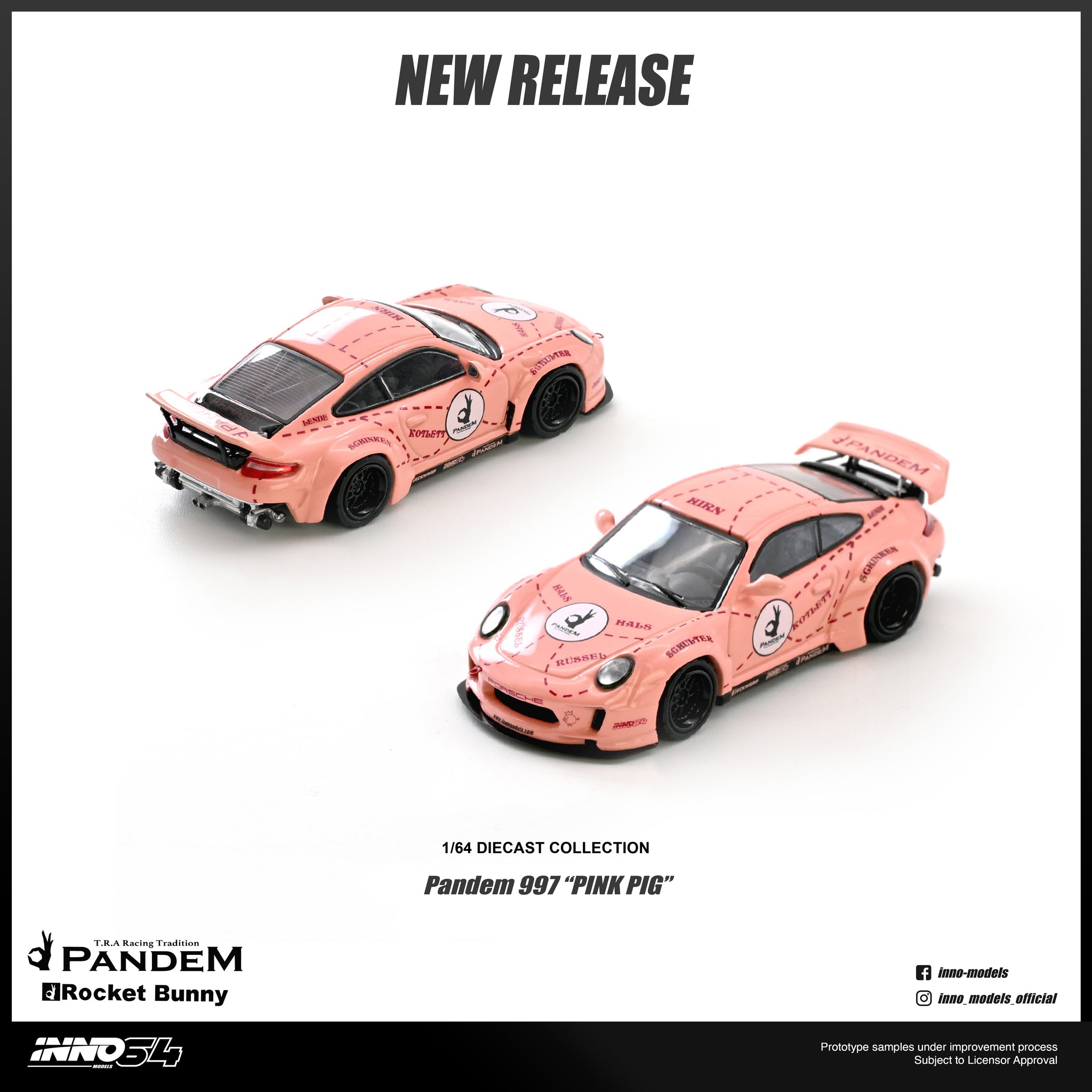 Pre-Order) 1:64 Porsche 911 (997) PANDEM -- Pink Pig Tribute -- INNO6