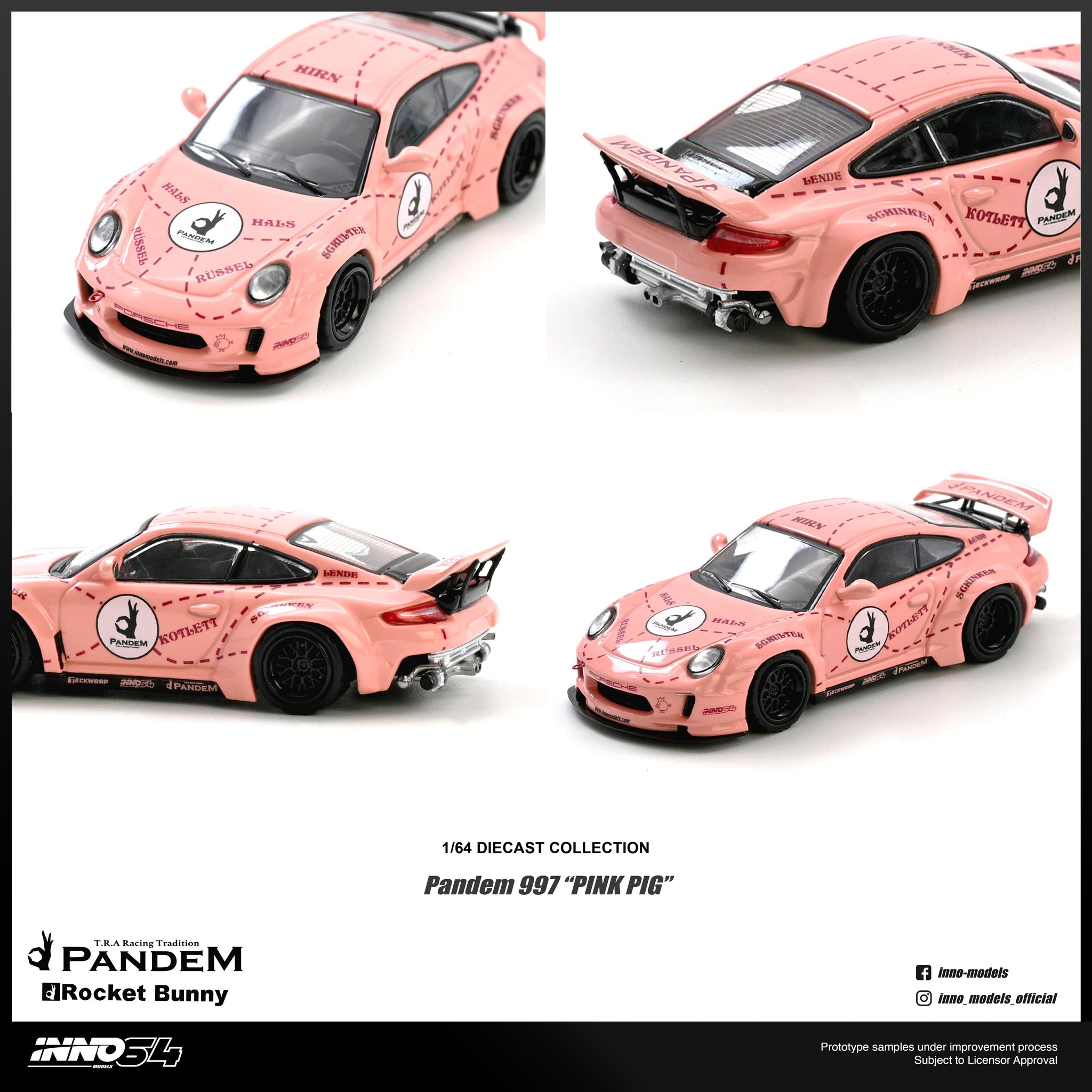 Pre-Order) 1:64 Porsche 911 (997) PANDEM -- Pink Pig Tribute -- INNO6