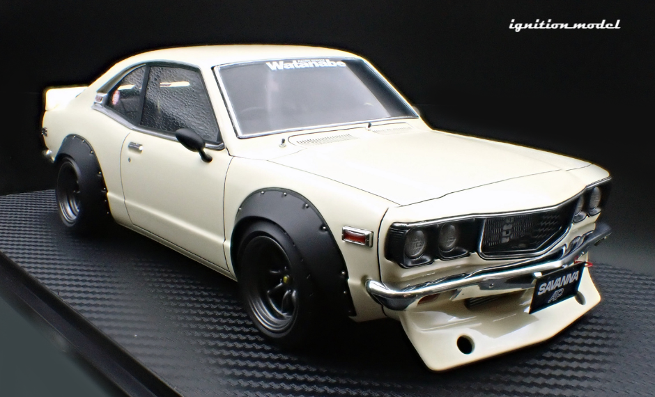1:18 Mazda RX3 Savanna (S124A) Semi Works - Ivory White -- Ignition Mo
