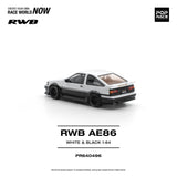 (Pre-Order) 1:64 Toyota AE86 RWB -- White/Black -- Pop Race