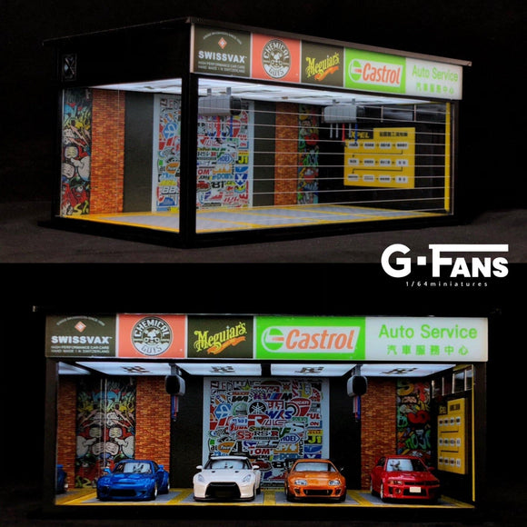 1:64 Castrol Auto Service Centre Diorama Display with LEDs -- G-Fans 710004
