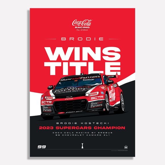 Brodie Wins Title -- Limited Edition Illustrated Print -- Authentic Collectables
