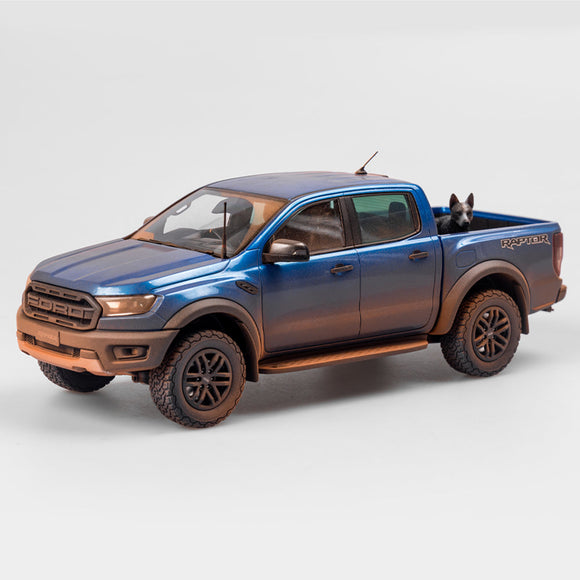 (Pre-Order) 1:18 Ford Ranger Raptor -- Velocity Blue (Dirty Version w/ Dog) -- Authentic Collectables