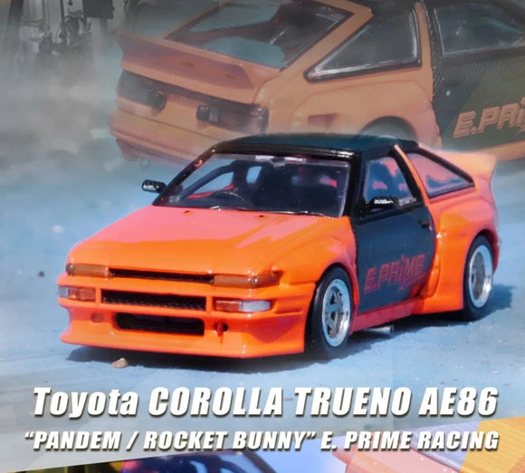 1:64 Toyota AE86 Levin Pandem Rocket Bunny -- E. Prime Racing Orange -- INNO64
