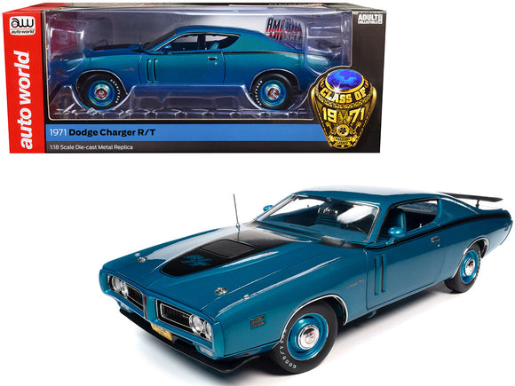 1:18 1971 Dodge Charger R/T 426 -- Hemi Blue Metallic -- American Muscle