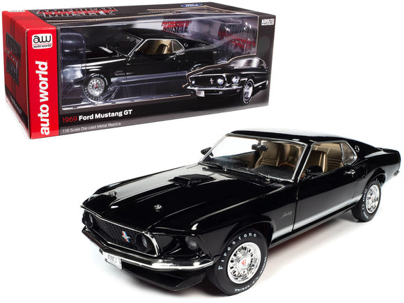 1:18 1969 Ford Mustang GT 2+2 -- Raven Black -- American Muscle