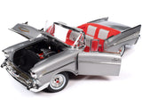 1:18 1957 Chevrolet Bel Air Convertible -- Inca Silver Metallic -- Auto World