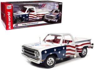 1:18 1980 Dodge Stepside Pickup Truck -- American Flag Patriotic -- Auto World