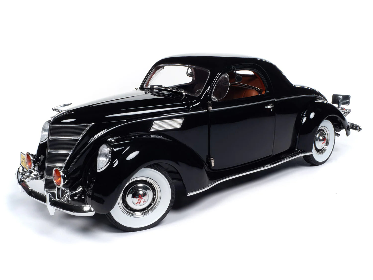 1:18 1937 Lincoln Zephyr -- Gloss Black wth Red Interior -- Auto World