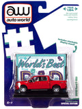 1:64 2018 Ford F-150 Pickup Truck -- Red "Worlds' Best Dad" -- Auto World