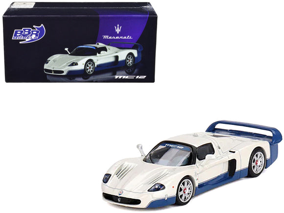 1:64 Maserati MC12 Stradale -- White w/Blue Stripe -- BBR