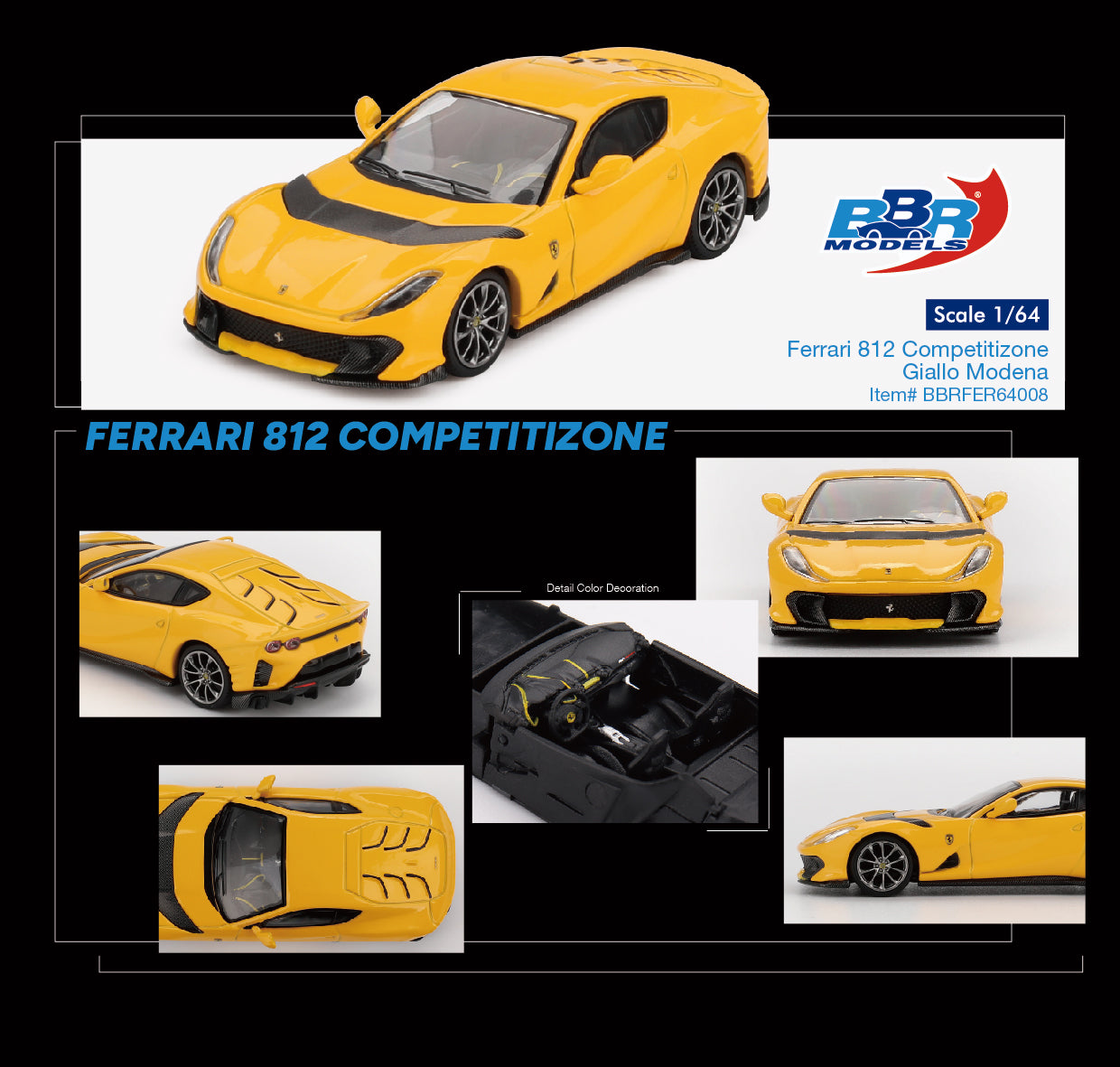 1:64 Ferrari 812 Competitizone -- Giallo Modena (Yellow) -- BBR BBRFER