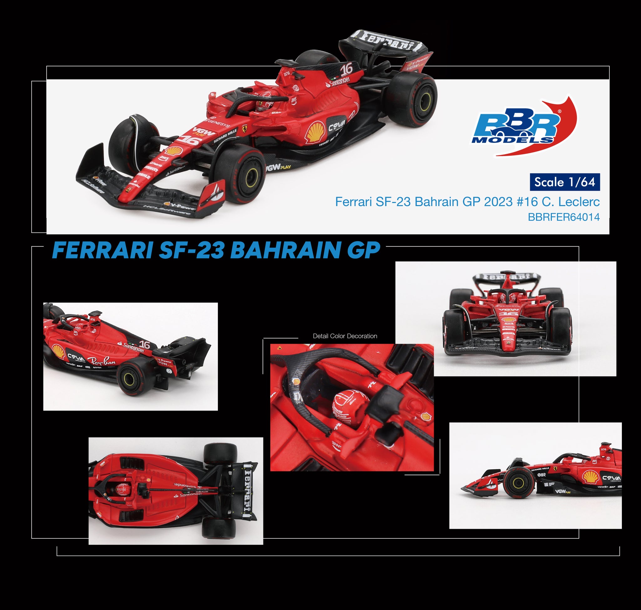 FERRARI SF-23 GP DE BAHREIN 2023 CHARLES LECLERC Bbr 1 18deg