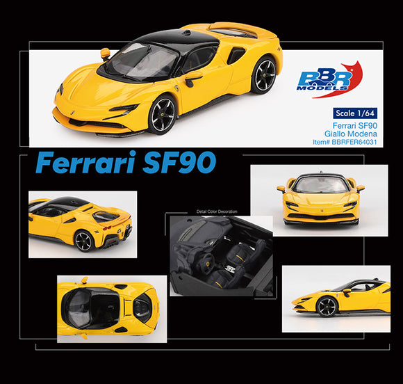 (Pre-Order) 1:64 Ferrari SF90 -- Giallo Modena (Yellow) -- BBR