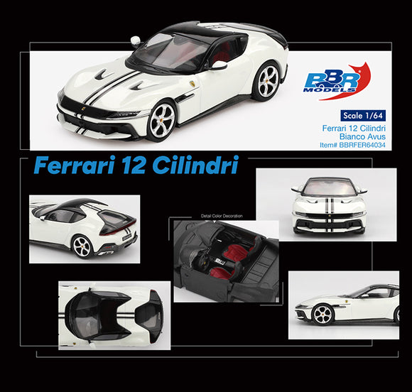 (Pre-Order) 1:64 Ferrari 12Cilindri -- Bianco Avus (White) -- BBR