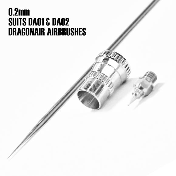 Airbrush Paint Nozzle Kit 0.2mm, 0.3mm, 0.5mm -- Suits DA01/DA02 -- DragonAir