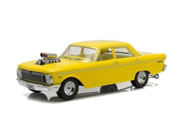 1:18 1965 Ford XP Falcon Sedan -- Custom Drag Car Yellow -- DDA Greenlight