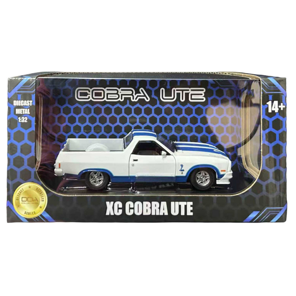(Pre-Order) 1:32 Ford XC Falcon Cobra Ute -- White w/Blue Stripes -- DDA Collectibles