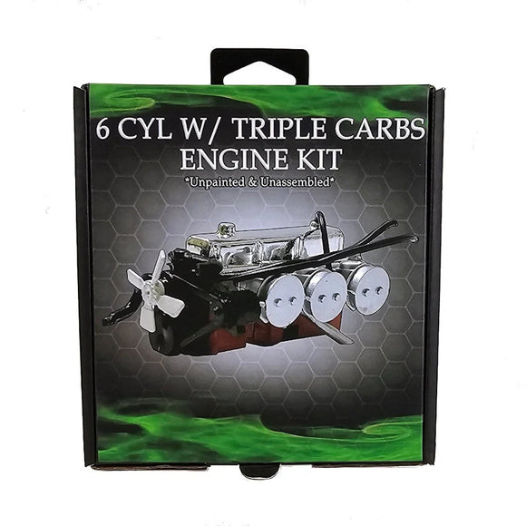 1:24 6-Cylinder Engine w/Triple Carbs + Accessories -- PLASTIC KIT -- DDA