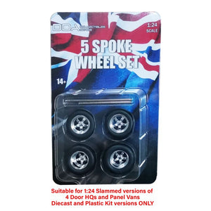 1:24 5-Spoke Wheel Set -- Custom "Slammed" Drag Wheels -- DDA Collectibles