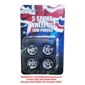 1:24 5-Spoke Wheel Set - Custom "Slammed" Low Profile Wheels -- DDA Collectibles