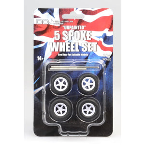 1:24 5-Spoke Wheel Set -- Unpainted -- Custom "Slammed" Drag -- DDA