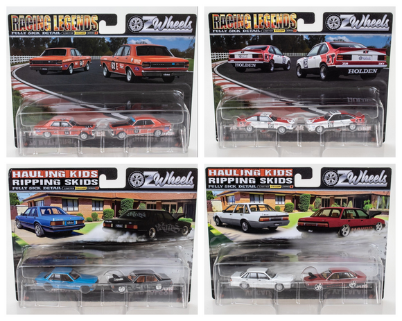 1:64 (4-Pack) Bathurst Legends / VL & XD Haulin Kids Twin Set -- Oz Wheels