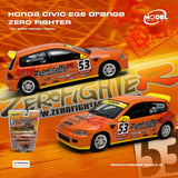 (Pre-Order) 1:64 Honda Civic EG6 -- #53 Orange ZERO FIGHTER -- Model-Model