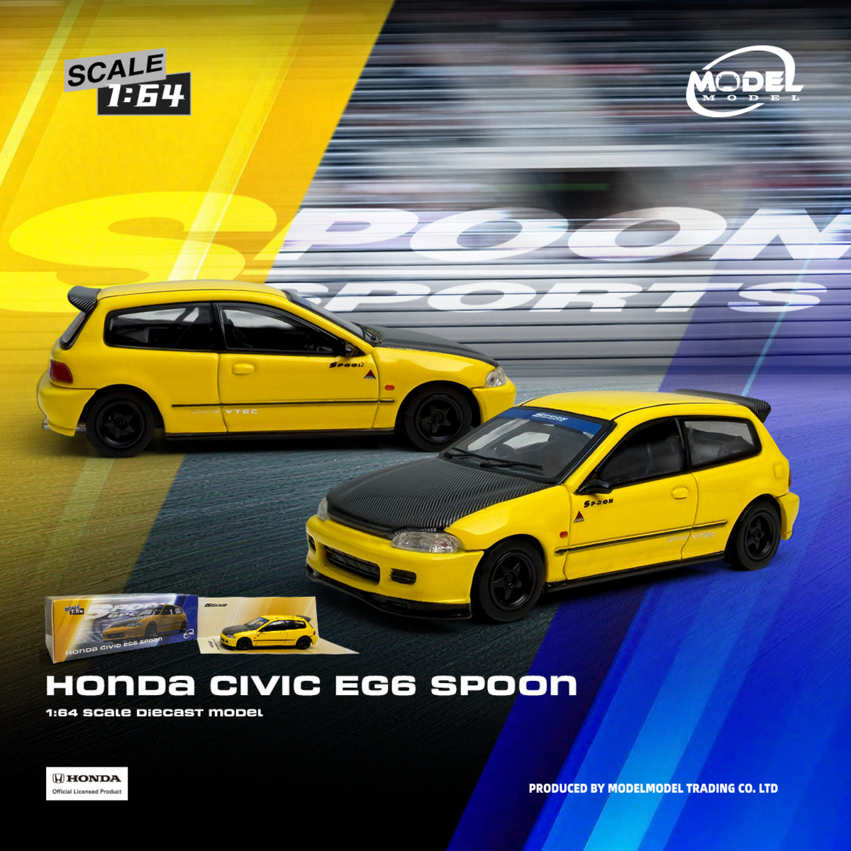 (Pre-Order) 1:64 Honda Civic EG6 -- Spoon Yellow/Black -- Model-Model