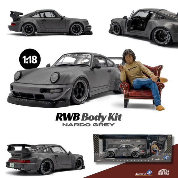 1:18 RWB 964 - Nardo Grey w/Akira Nakai Figurine -- Solido x American Diorama