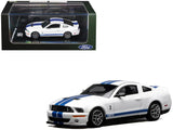 1:64 2007 Shelby GT500 Mustang -- White w/Blue Stripes -- Motorhelix x Greenlight