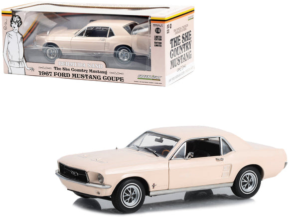 1:18 1967 Ford Mustang Coupe -- Bermuda Sand (Light Pink) -- Greenlight