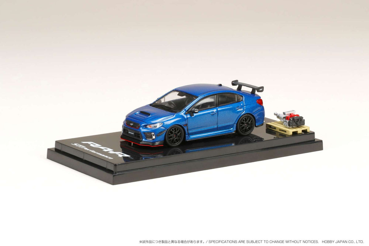 1:64 Subaru WRX STI RA-R w/EJ20 Engine Display -- Blue -- Hobby Japan