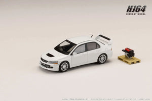 1:64 Mitsubishi Lancer Evo 9 GSR w/Engine -- White -- Hobby Japan