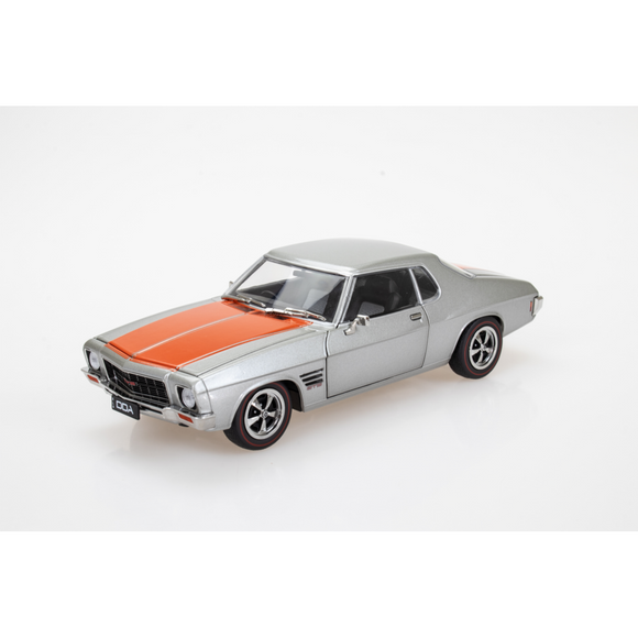 (Pre-Order) 1:24 Holden HQ Monaro GTS -- Silver w/Orange Stripes -- DDA Collectibles