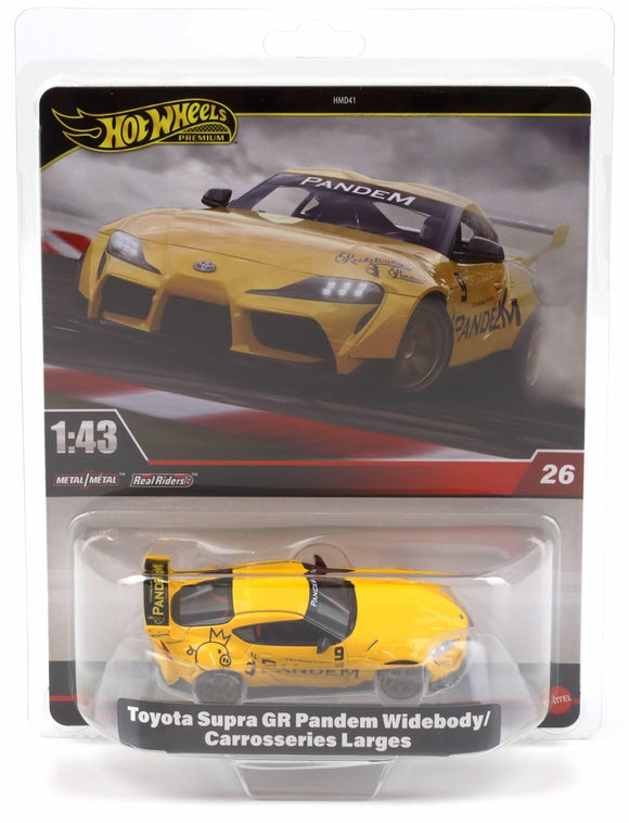 1:43 Toyota Supra GR Pandem Widebody -- Yellow -- Hot Wheels HMD41-JCN77