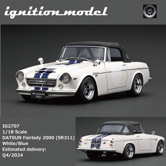 Pre-Order) 1:18 Datsun Fairlady 2000 (SR311) -- White/Blue -- Ignitio
