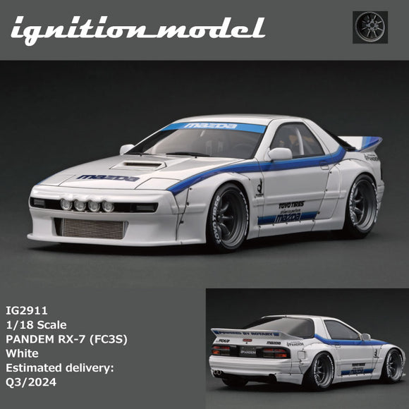 (Pre-Order) 1:18 Mazda RX-7 (FC3S) Pandem -- White/Blue -- Ignition Model IG2911